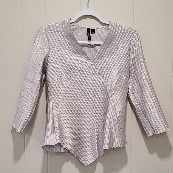 Essentials by Milano Tops - Elegant Silver Women's Top